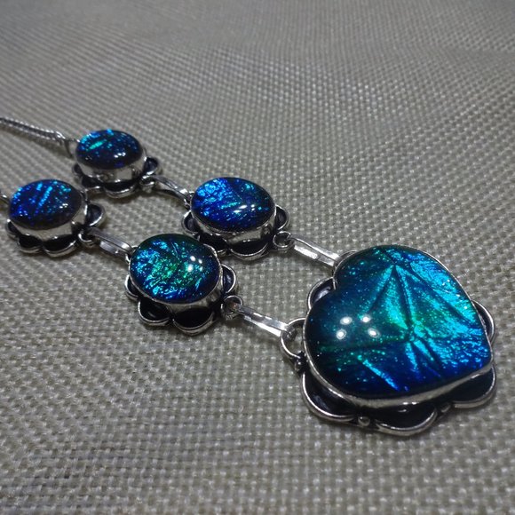 Sparkling "RAINBOW FIRE TOPAZ" Handmade Sterling Necklace 21" #449B - Picture 1 of 3